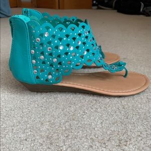 Turquoise wedge sandals